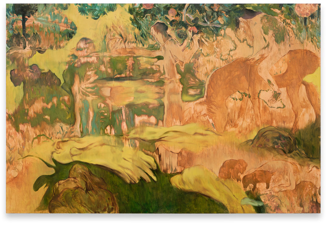 Dean Fox The Journey after Gauguin, 2024 Oil on canvas 200 x 300 cm (78.74 x 118.11 in) Photo courtesy...