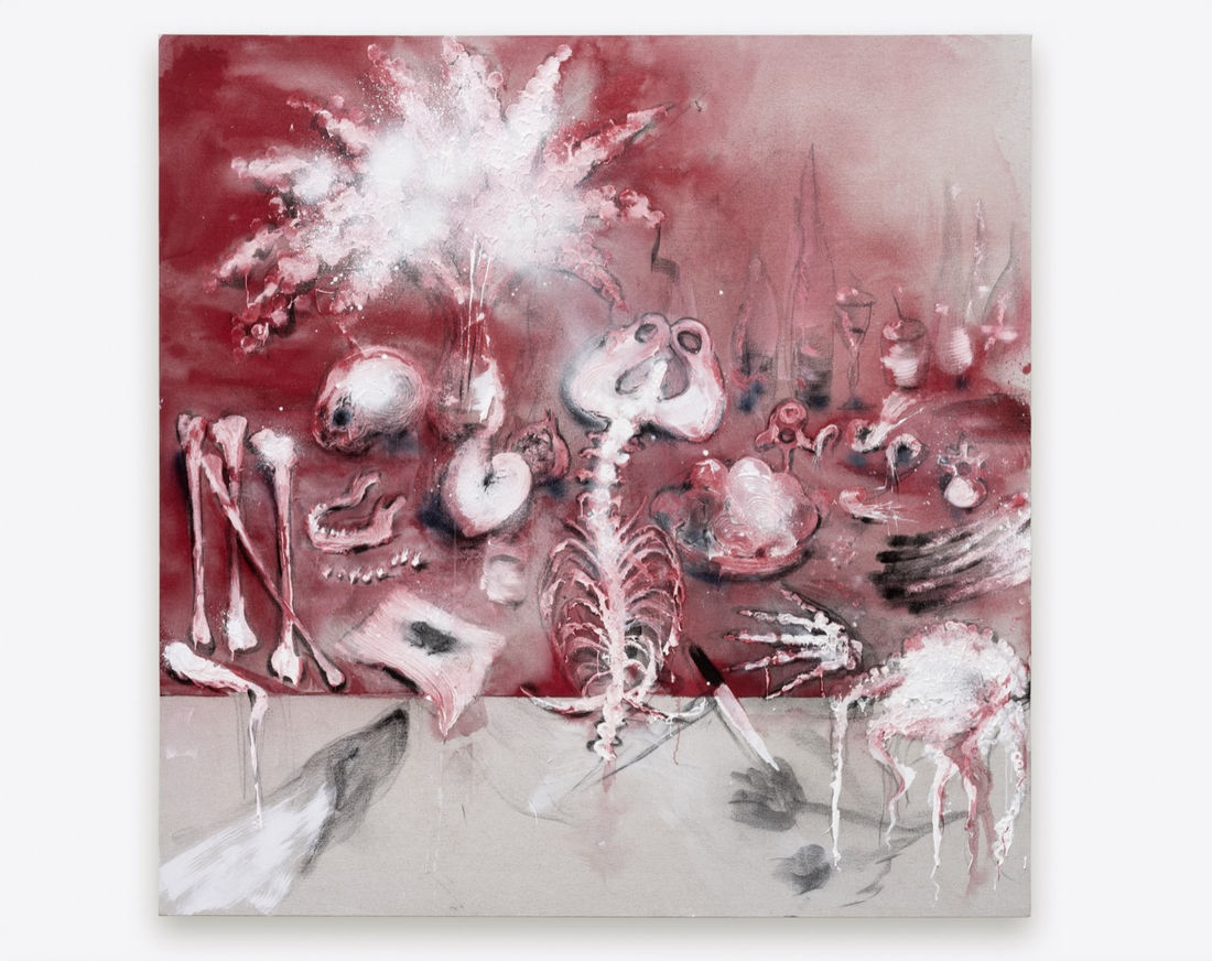 Miquel Barceló, “Bodegón groc” (2021). Mixed media on canvas, 190 x 240 x 3,5 cm. Photo: David Bonet. Courtesy Thaddaeus...