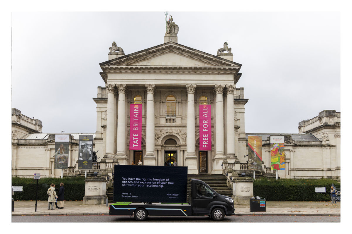 Wilma WOOLF Temple of Safety, Billboard Series, Article 12, 2025 Colour photograph 30.5 x 45.7 cm | 12 x 18 in Edition 1 of 10