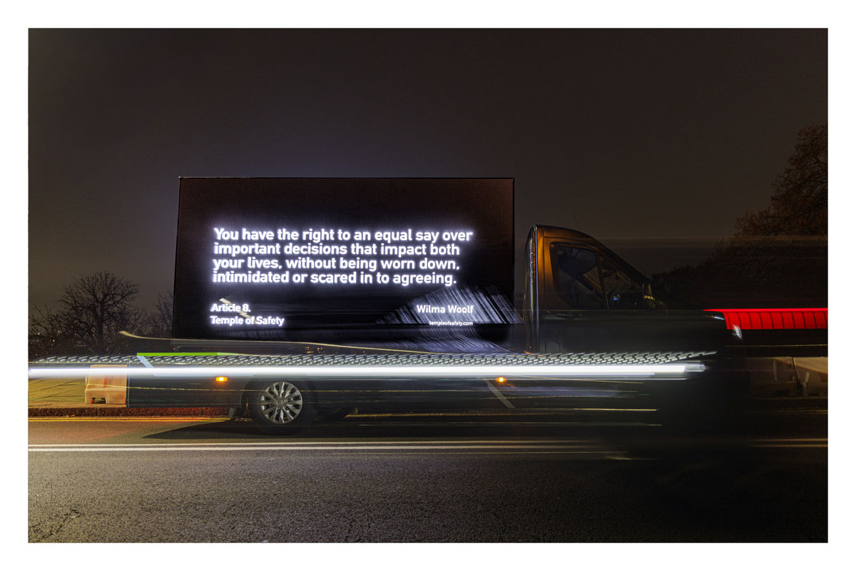 Wilma WOOLF Temple of Safety, Billboard Series, Article 8, 2025 Colour photograph 30.5 x 45.7 cm | 12 x 18 in Edition 1 of 10