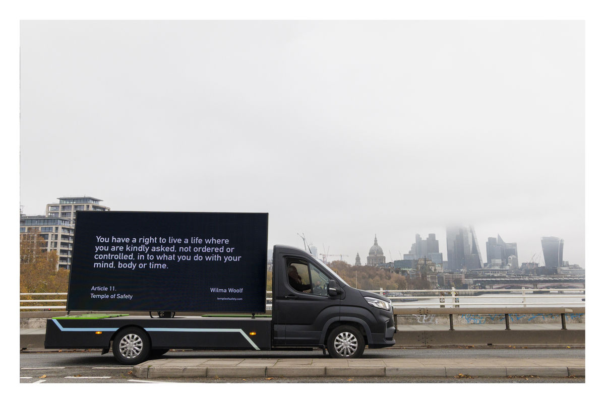 Wilma WOOLF Temple of Safety, Billboard Series, Article 11, 2025 Colour photograph 30.5 x 45.7 cm | 12 x 18 in Edition 1 of 10