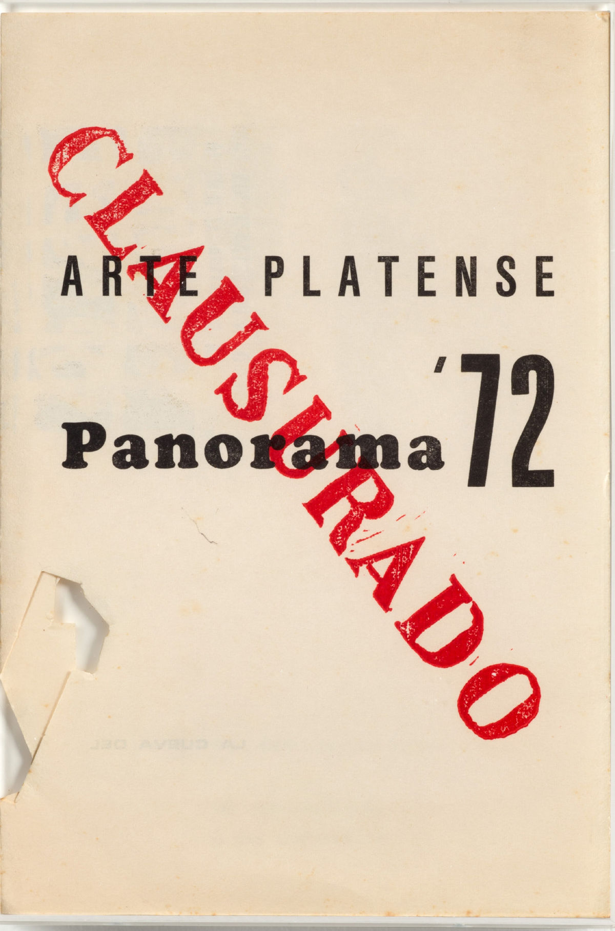 Edgardo Antonio VIGO Arte Platense: Panorama ‘72 [Art from La Plata: Panorama ‘72], 1972 Rubberstamp and letterpress on paper 25 x 17 cm