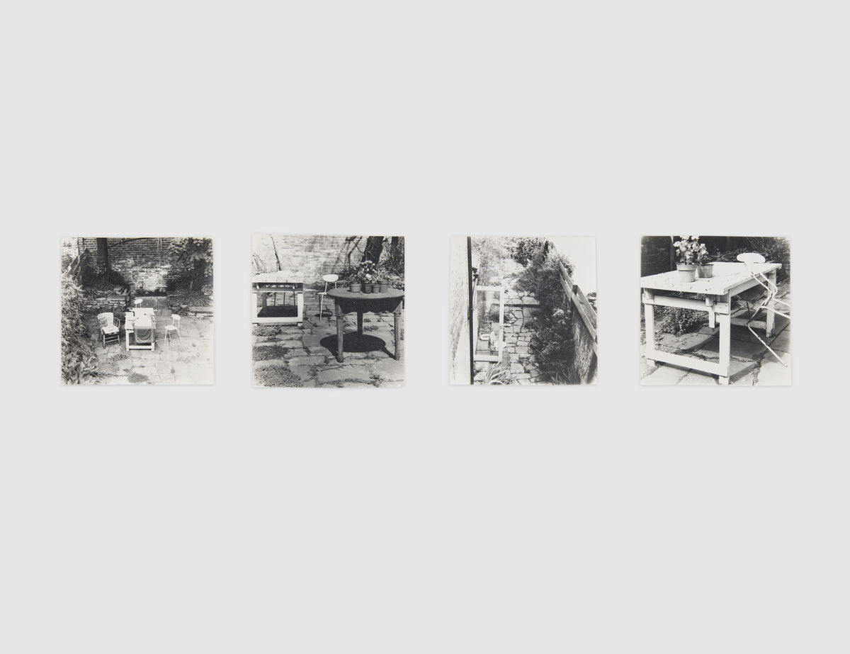 Shelagh WAKELY It is so green outside it is difficult to leave the window, 1974-79 Set of 4 gelatin silver prints Each: 8 x 8 cm circa Overall: 8 x 32 cm