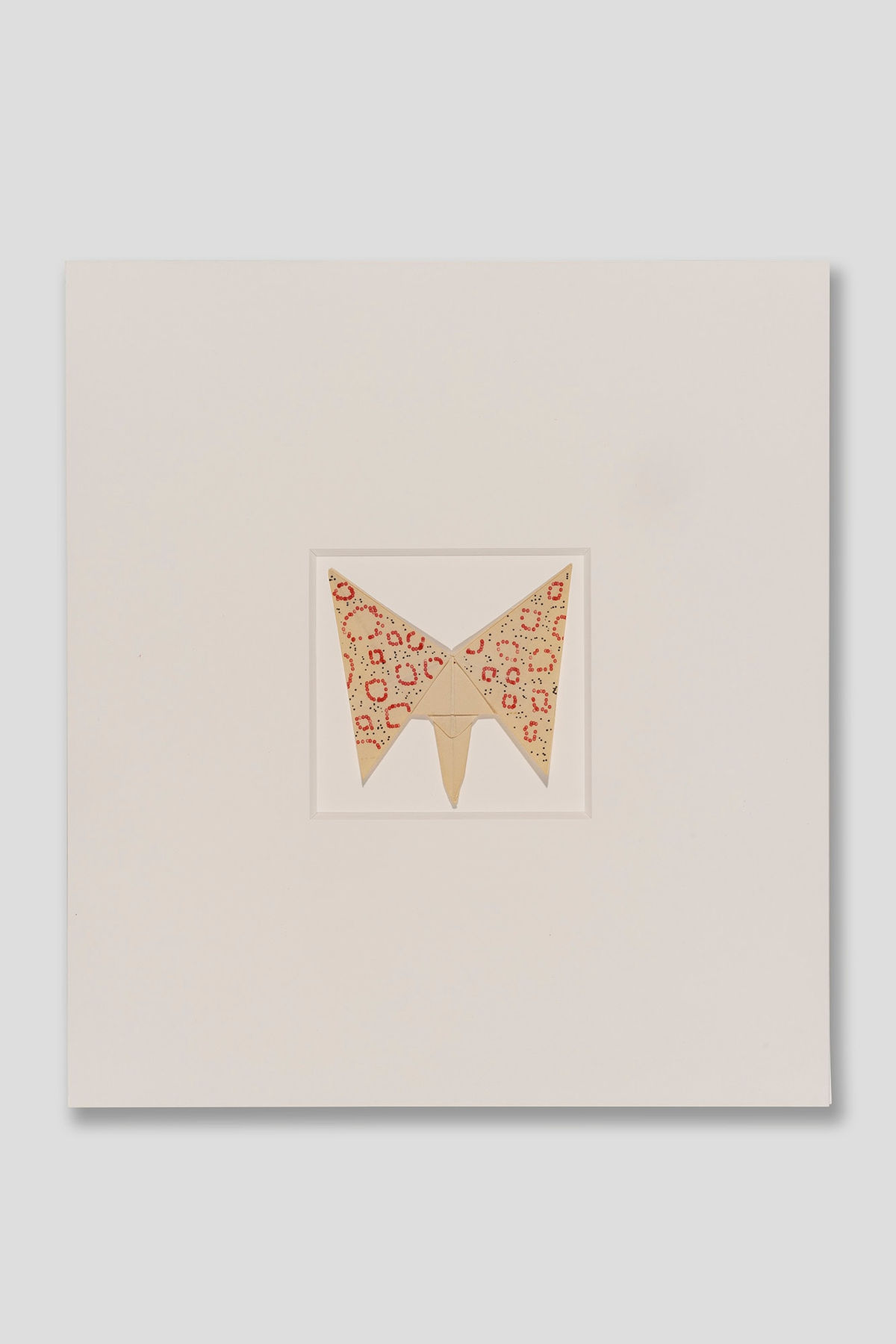 Dom Sylvester HOUÉDARD Untitled [Butterfly with red o's], 1963 Paper (folded, unconventionally shaped, typed) 11.9 x 11.7 cm