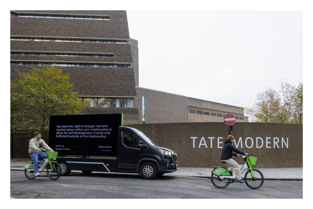 Wilma WOOLF Temple of Safety, Billboard Series, Article 14, 2025 Colour photograph 30.5 x 45.7 cm | 12 x 18 in Edition 1 of 10