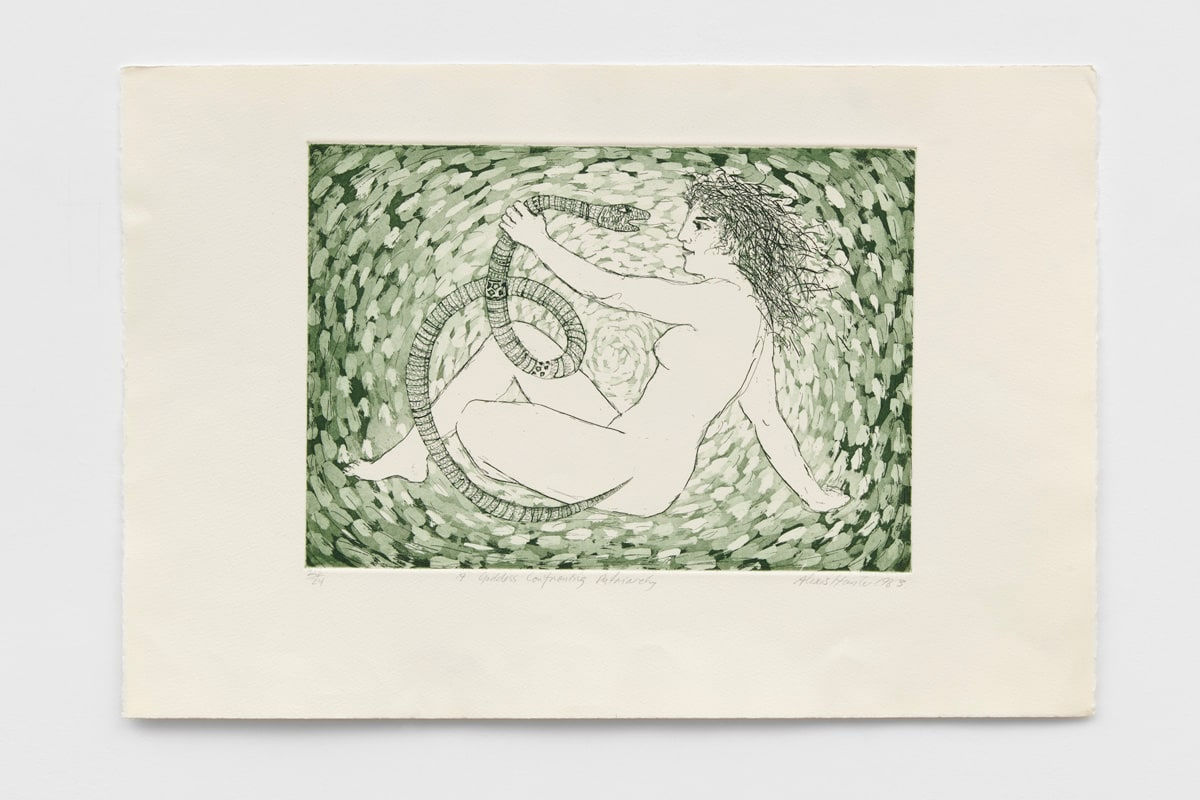 Alexis HUNTER A Goddess confronting Patriarchy, 1983 Etching 38 x 56 cm Edition of 24