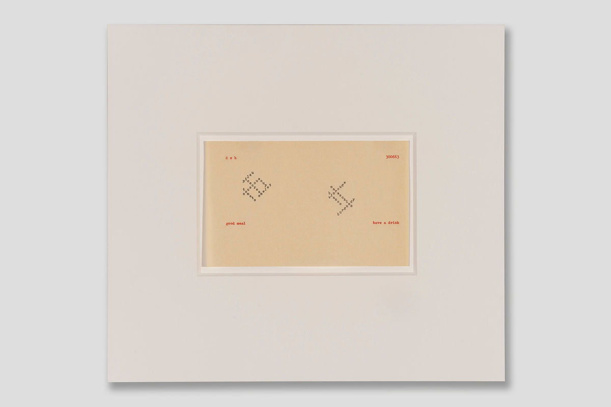 Dom Sylvester HOUÉDARD 300663 (good meal, have a drink), 1963 Page (typed, typed coloured) 12.8 x 20.3 cm