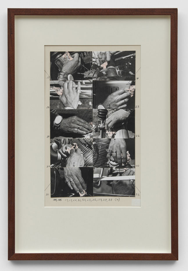 Alexis HUNTER Approach to Fear XI: Effeminacy - productive action, 1977 10 gelatin silver prints, each with ink additions and hand-tinted, mounted on board, with ink inscriptions by the artist 72 x 48 cm sheet