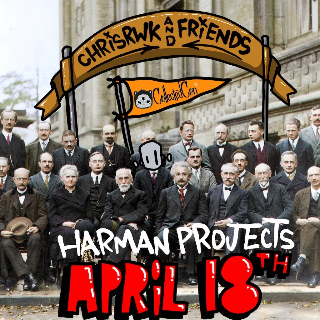 old fashioned photo of men sitting with graffiti lettering on top - Chris RWK and Friends. One of the men has a robot face painted over his face