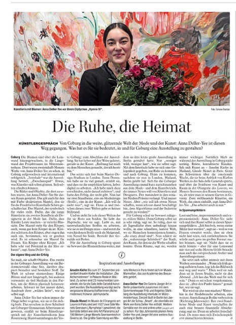 Die Ruhe, die Heimat, KÜNSTLERGESPRÄCH. Von Coburg in die weite, glitzernde Welt der Mode und der Kunst: Anna Deller-Yee ist...
