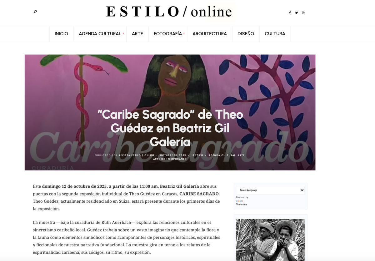 “Caribe Sagrado” de Theo Guédez en Beatriz Gil Galería, Revista Estilo online