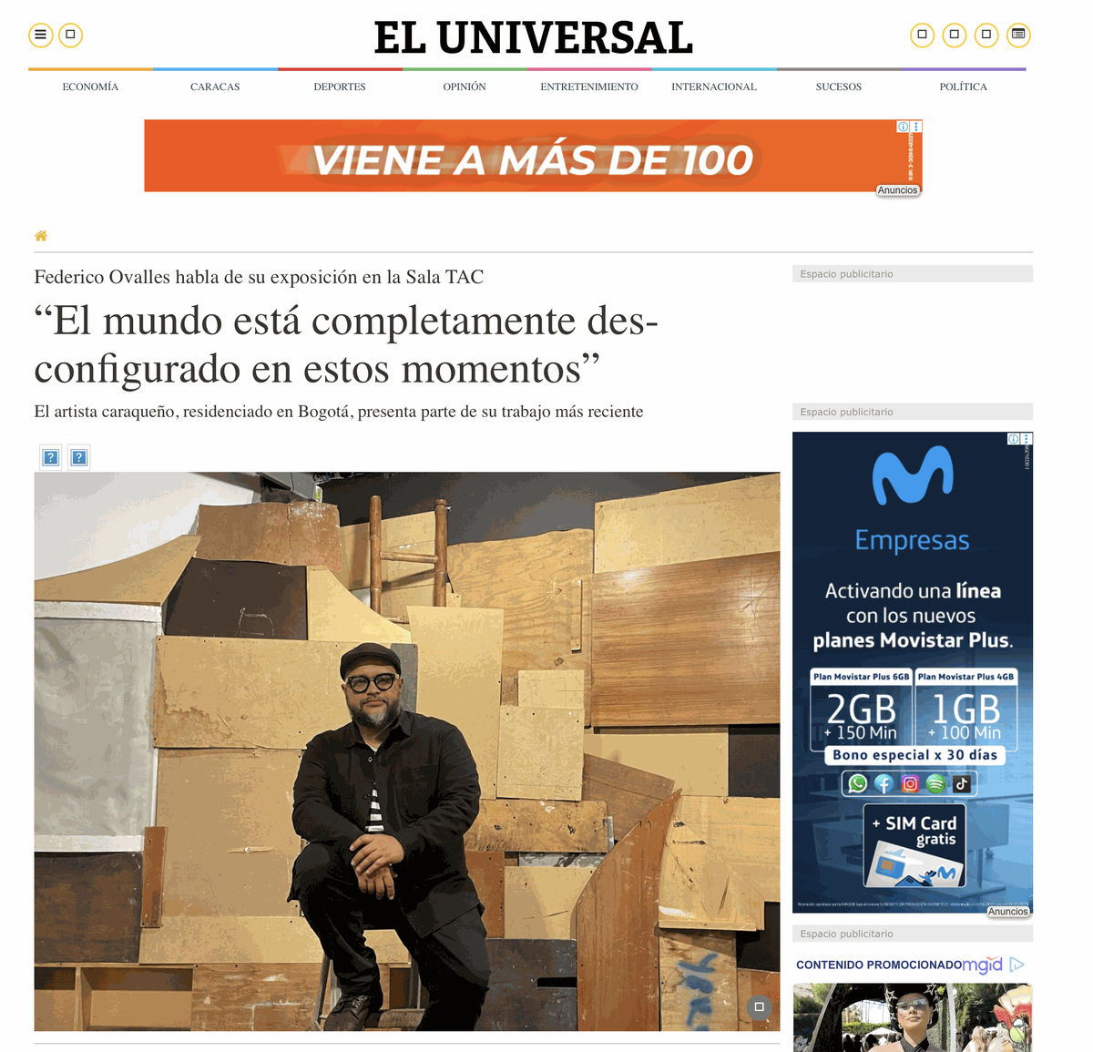 “El mundo está completamente des-configurado en estos momentos”, El Universal - Periodico Digital