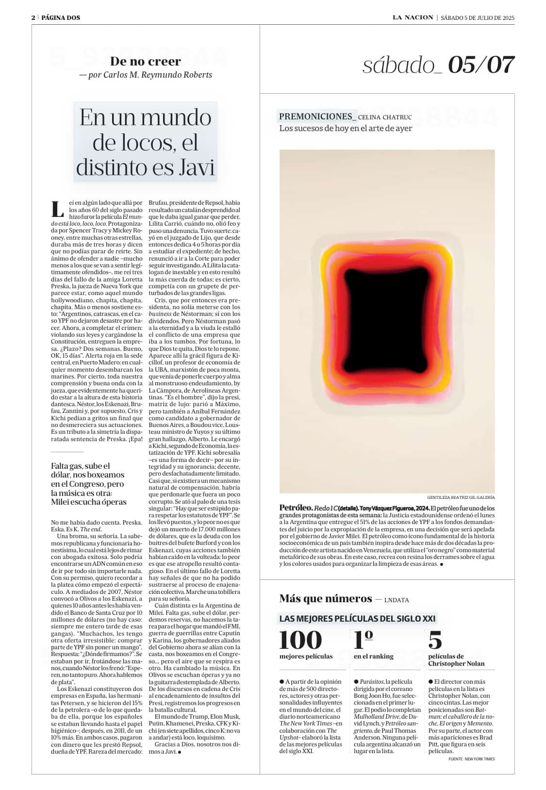 Los sucesos de hoy en el arte de ayer, La Nación Argentina - Periodico digital