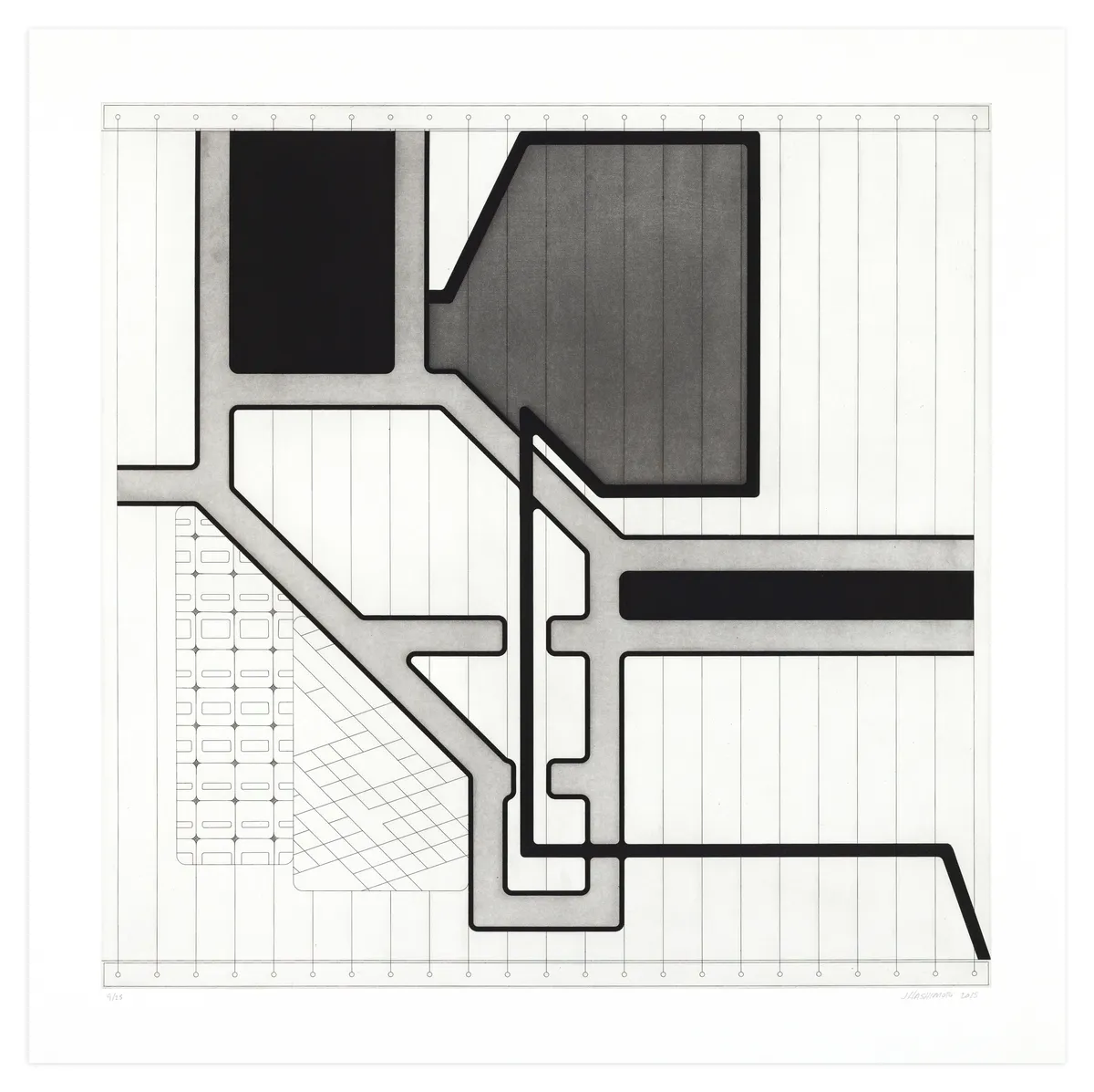 One etching from Jacob Hashimoto's Lemmata series