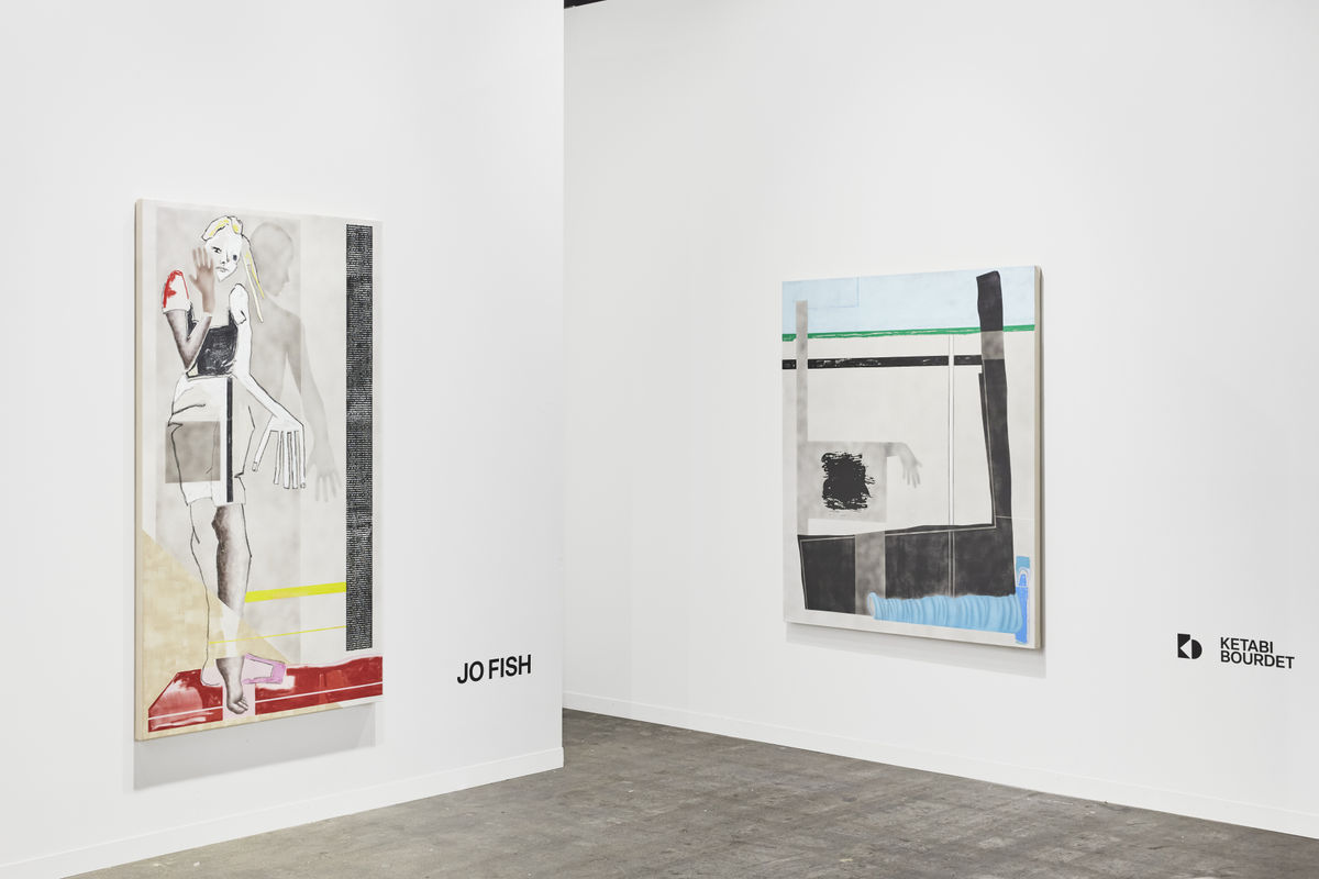Jo Fish, installation view of Ketabi Bourdet’s booth at Art Genève 2025. Courtesy of Ketabi Bourdet.