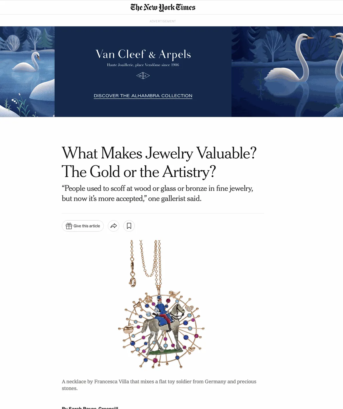 What Makes Jewelry Valuable? The Gold or the Artistry?