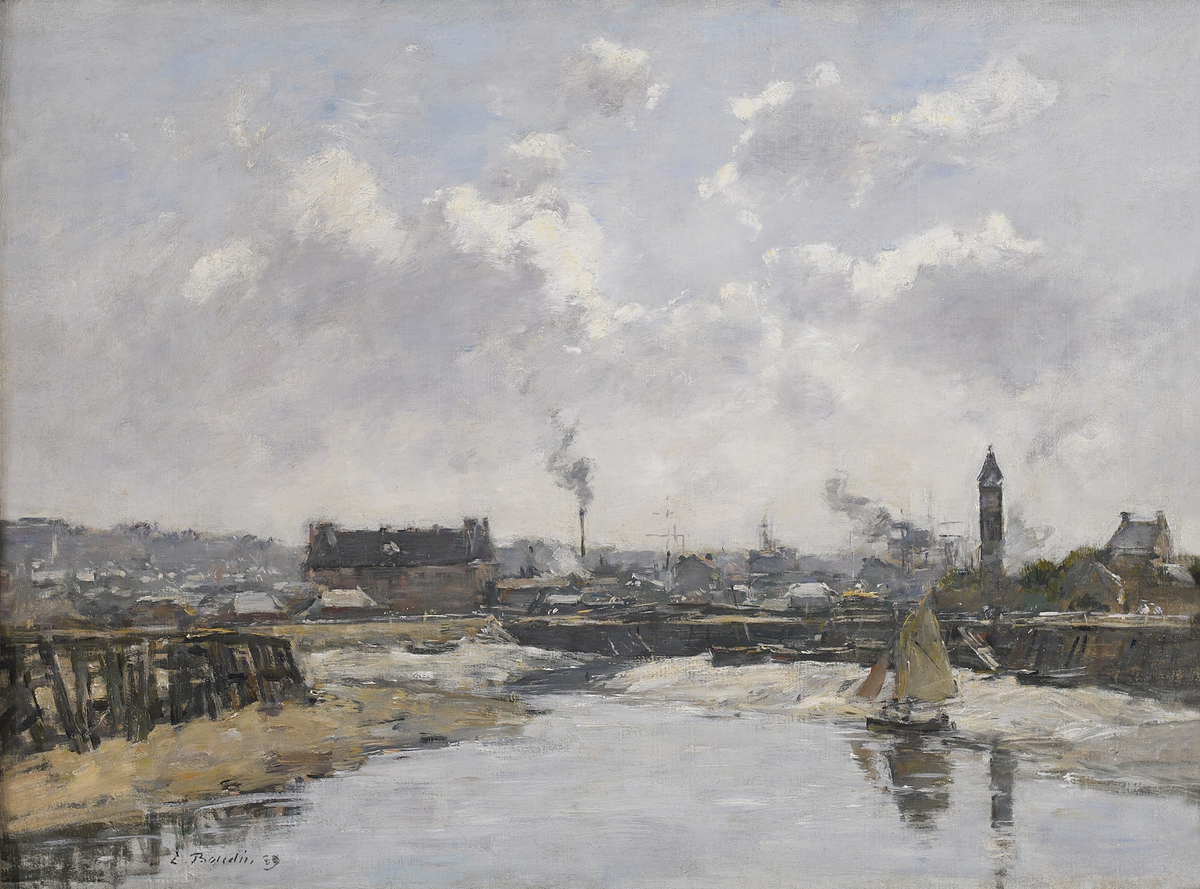 Eugène Boudin, TROUVILLE, LE PORT MARÉE BASSE, LE MATIN | Gallery 19C