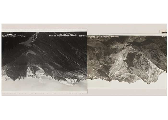 A diptych of two upside down mountain-scapes. 