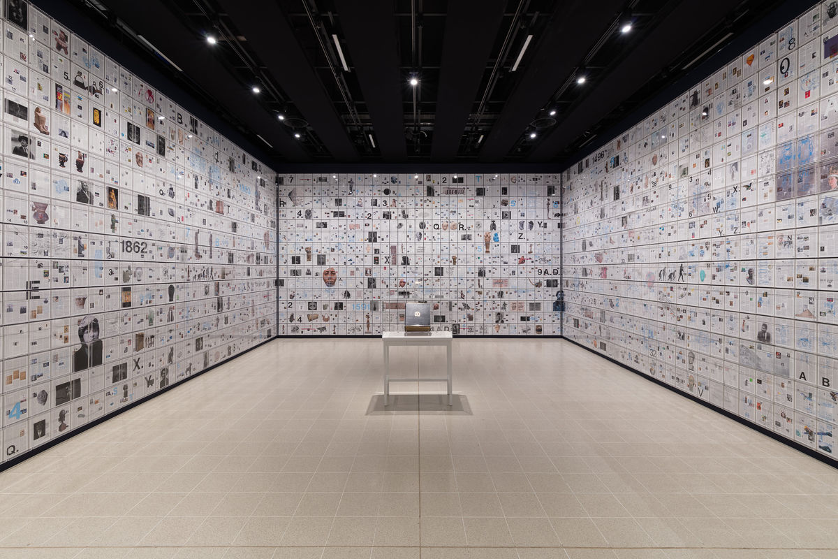 Installation view of Tavares Strachan: There Is Light Somewhere. The Encyclopedia of Invisibility, 2014-18, and Six Thousand Years, 2018. Photo: Mark Blower. Courtesy the artist and the Hayward Gallery.