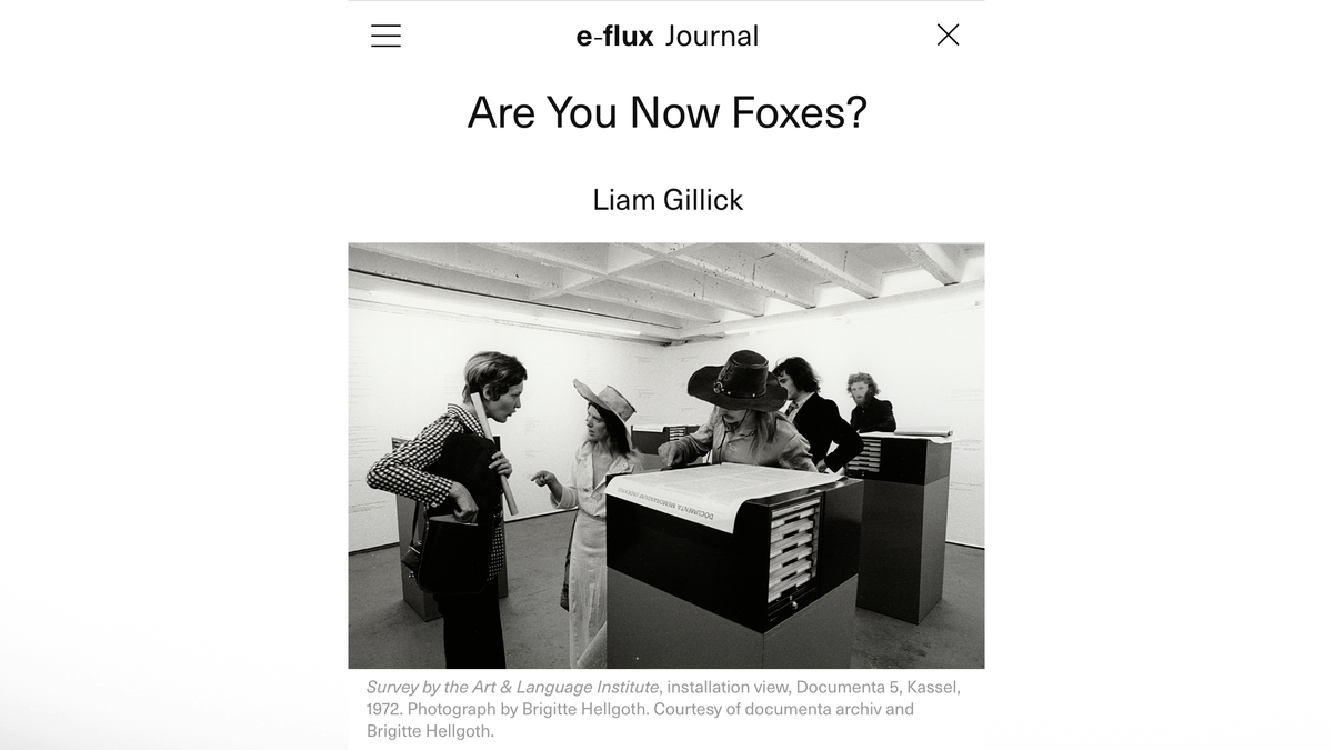 Are You Now Foxes? e-flux Journal