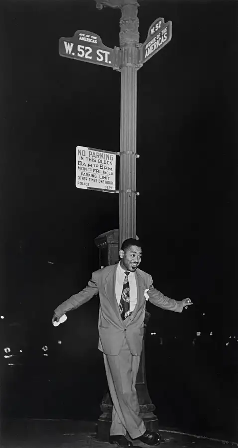 William Gottlieb, Dizzy Gillespie on 52nd Street, NYC, c. 1946