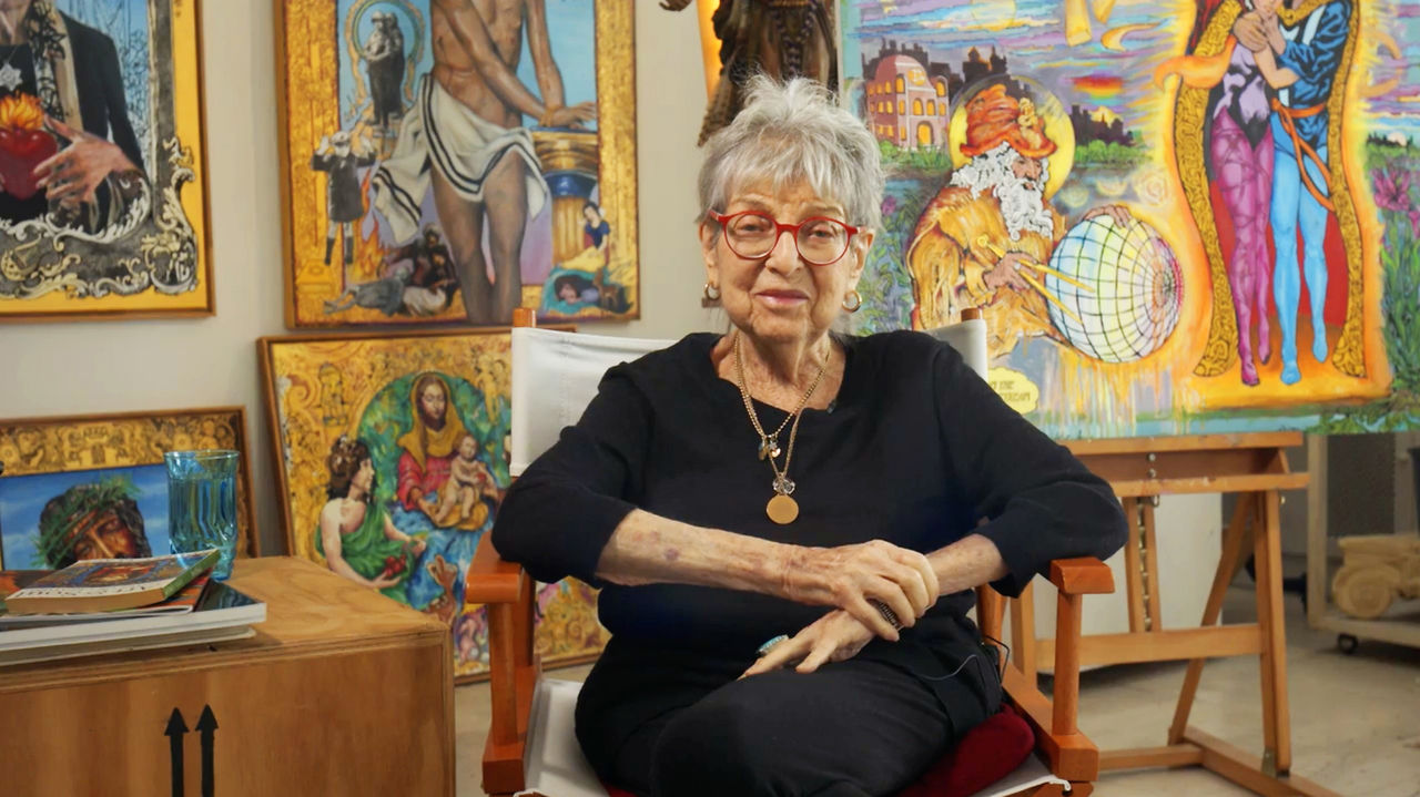 Audrey Flack in her New York City studio, 2023