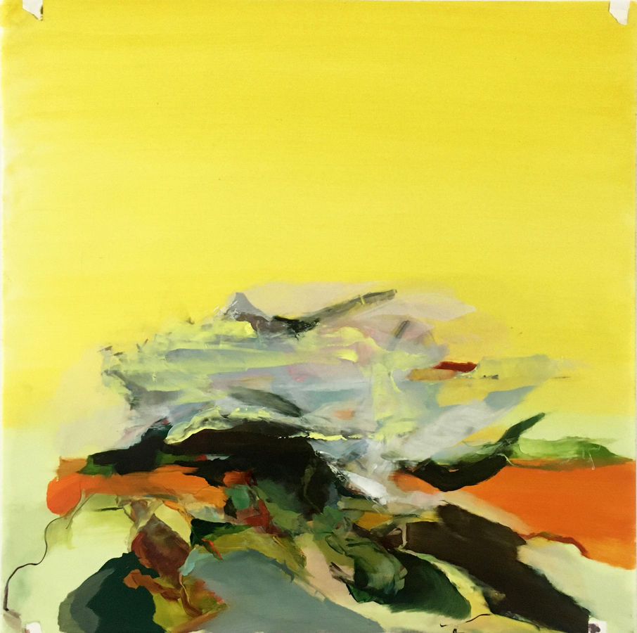 Hollis Heichemer, Game at Sunset, 2020, Oil on Mylar mounted on board, 24 x 24 inches