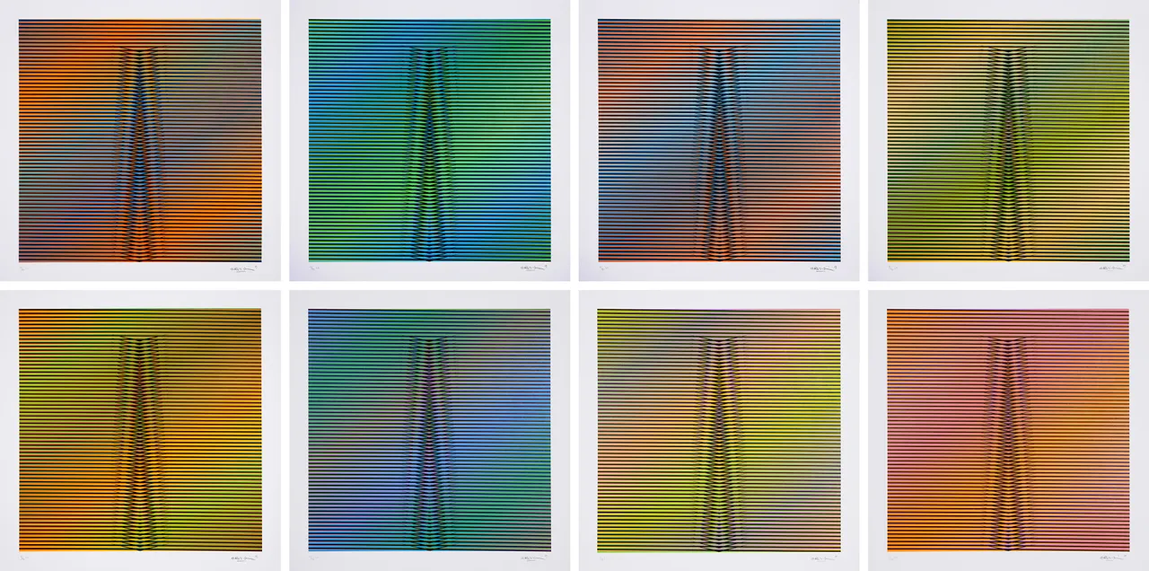 Carlos Cruz-Diez, Chromatique à double fréquence Lucca, 2017