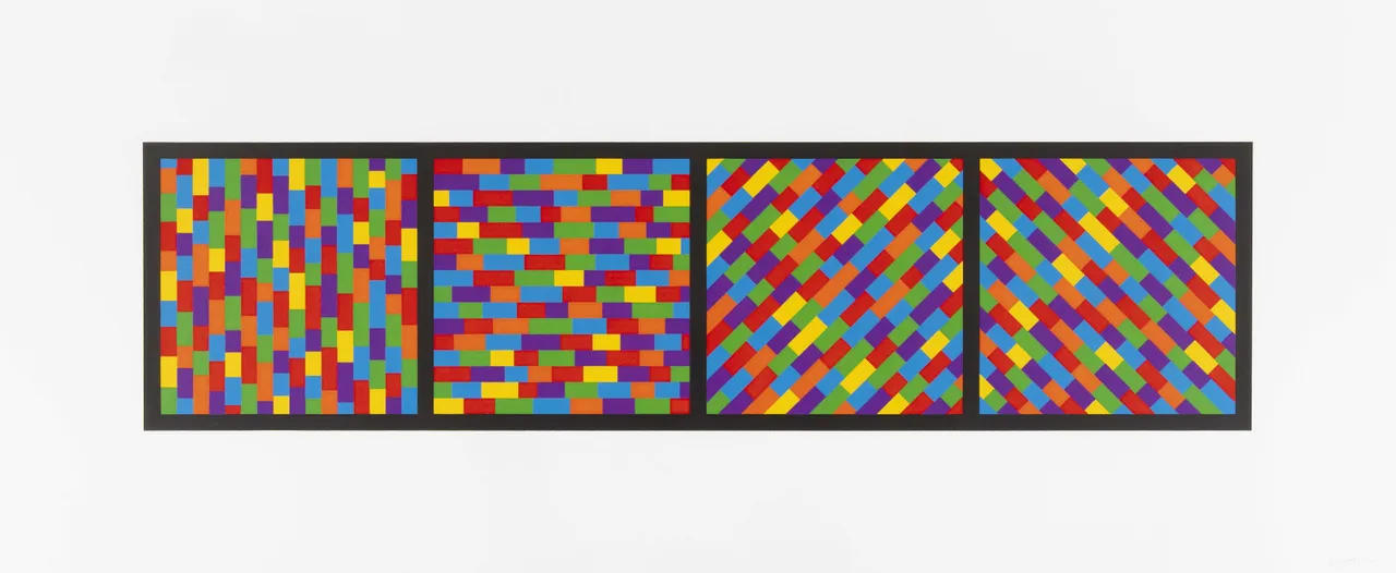 Sol LeWitt, Broken Color Bands in Four Directions, Broken Gray Bands in Four Directions, 2005