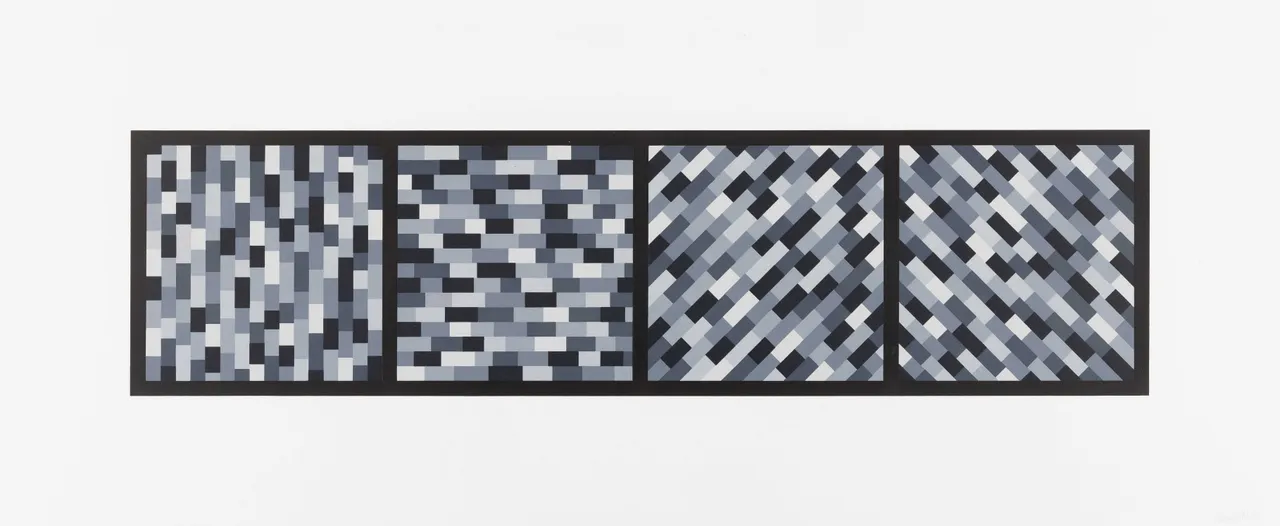 Sol LeWitt, Broken Color Bands in Four Directions, Broken Gray Bands in Four Directions, 2005