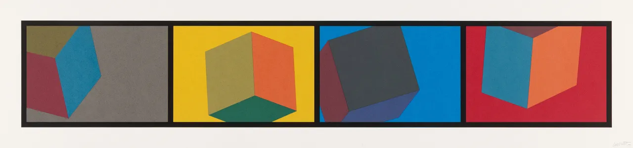 Sol LeWitt, Tilted Forms with Colors Superimposed, 1989