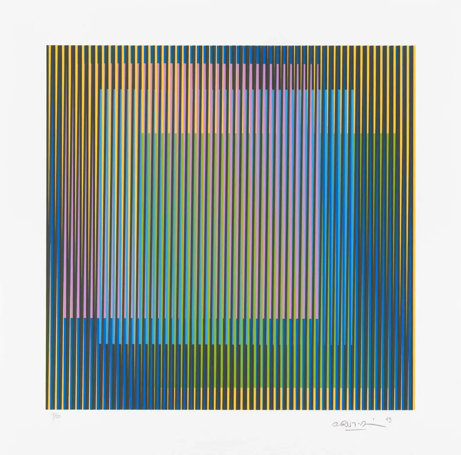 Carlos Cruz-Diez, Induction Chromatique à double fréquence Fanal-Basel 1, 2019