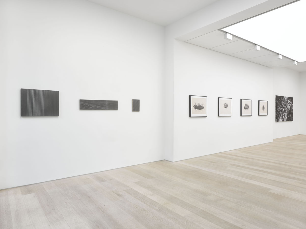 Installation view of work by Mary Griffiths and Miriam de Búrca in Protest and Remembrance at Alan Cristea Gallery, London,...