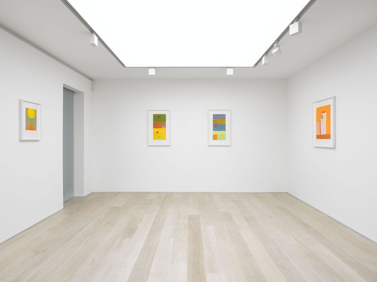 Installation view of Etel Adnan: Elsewhere at Alan Cristea Gallery, London, 2019. Photo: Jack Hems.