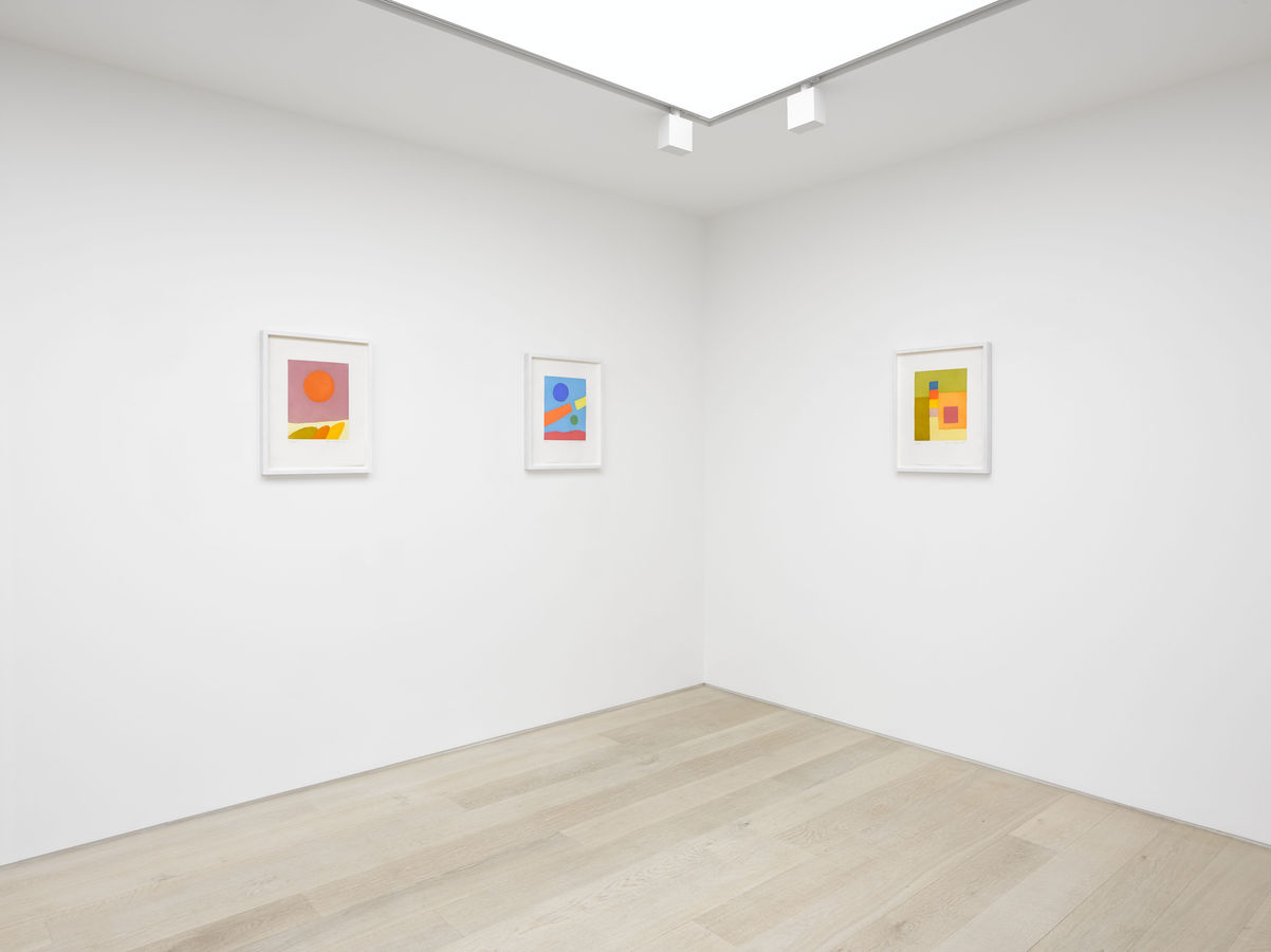 Installation view of Etel Adnan: Elsewhere at Alan Cristea Gallery, London, 2019. Photo: Jack Hems.