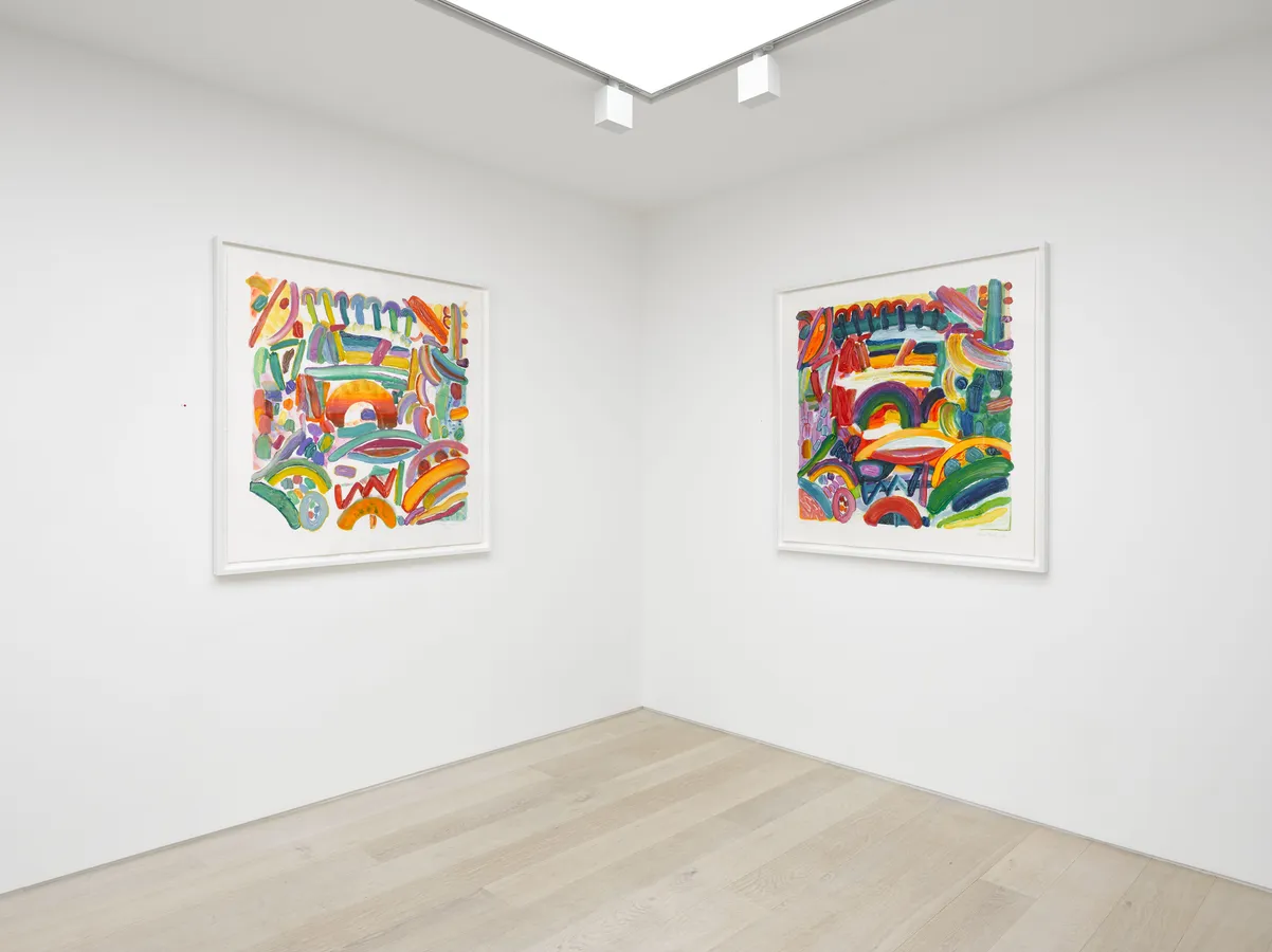 Installation view of Gillian Ayres: Song Beneath the Stars at Alan Cristea Gallery, London, 2019. Photo: Jack Hems.