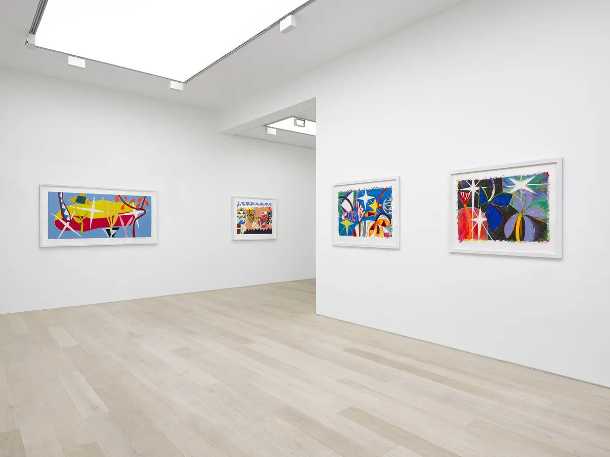 Installation view of Gillian Ayres: Song Beneath the Stars at Alan Cristea Gallery, London, 2019. Photo: Jack Hems.