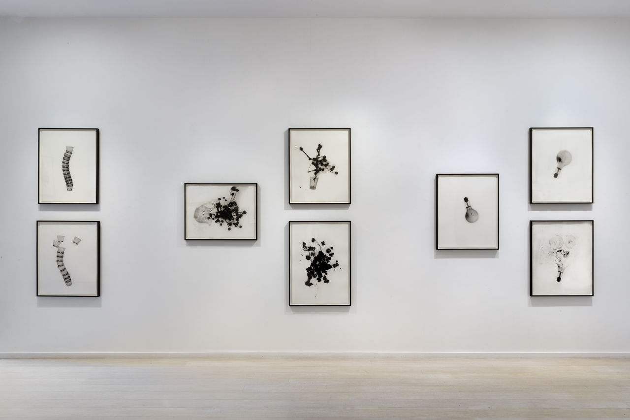 Installation view of Cornelia Parker: One Day This Glass Will Break at Alan Cristea Gallery, London, 2015. Photo: Peter White.