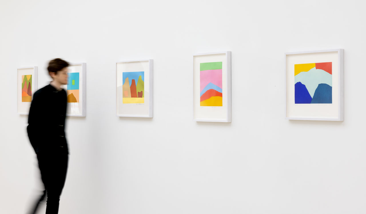 Installation view of Memories: Etel Adnan & Howard Hodgkin at Cristea Roberts Gallery, London, 2023. Photo: Sam Roberts Photography