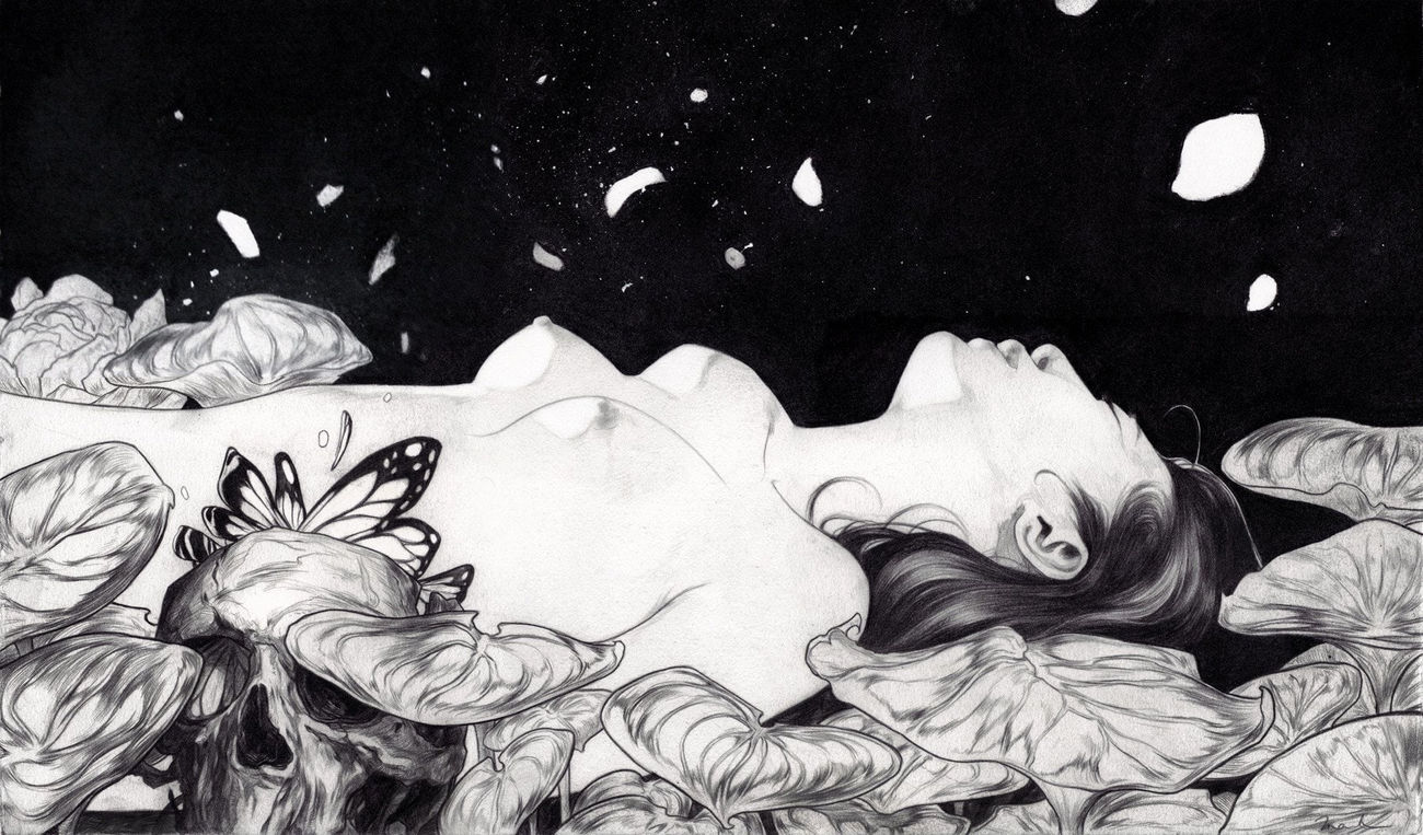 Nimit Malavaria graphite drawing of figure laying