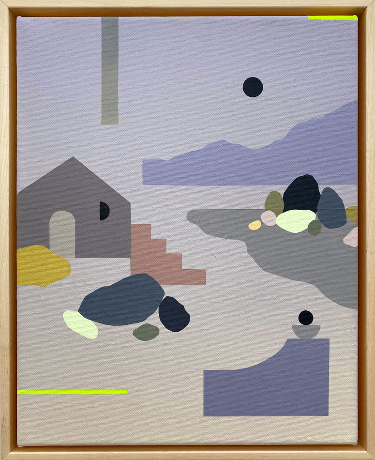 Madeleine Tonzi painting of abstracted desert landscape in dusk pastel tones