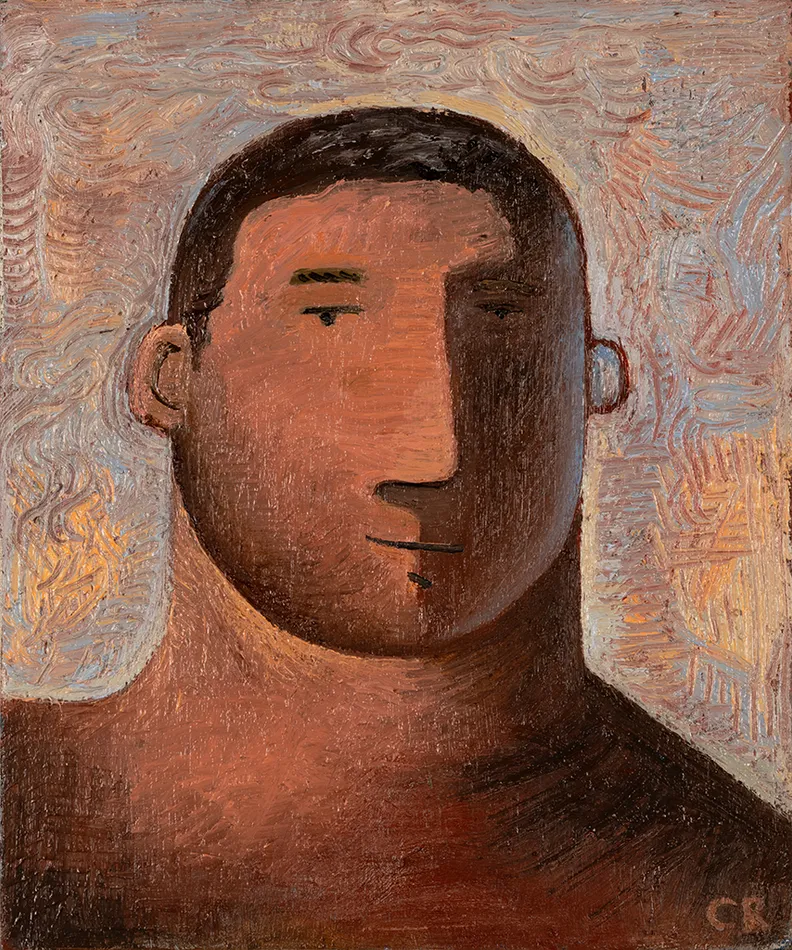 Painting by Carlos Rodriguez of a man's face