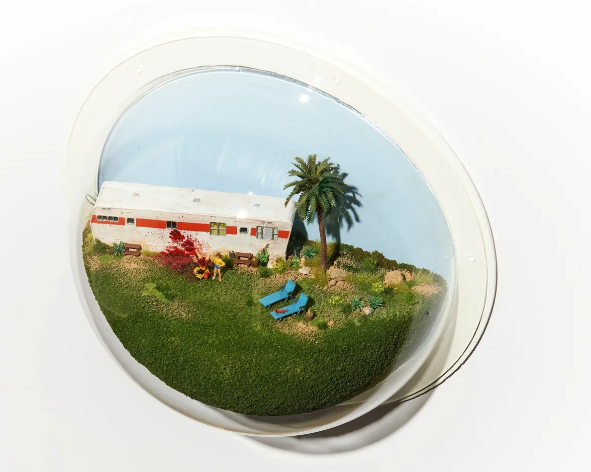 Abigail Goldman's sculpture of a murder in a bedroom Abigail Goldman's sculpture of a murder in a RV