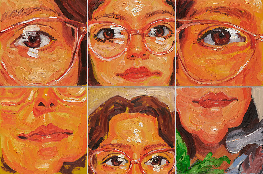 Emilio Villalba painting of woman in orange