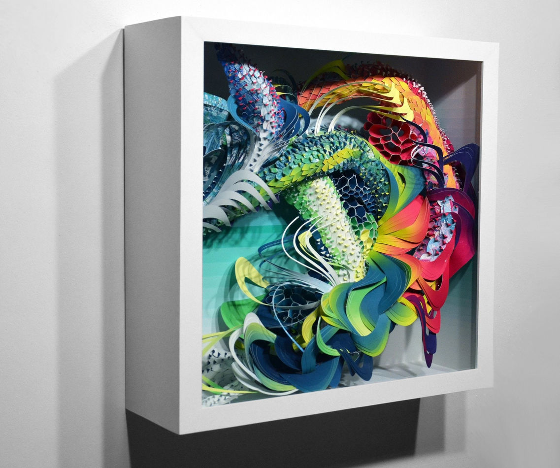 Crystal Wagner colorful abstract biomorphic paper sculpture