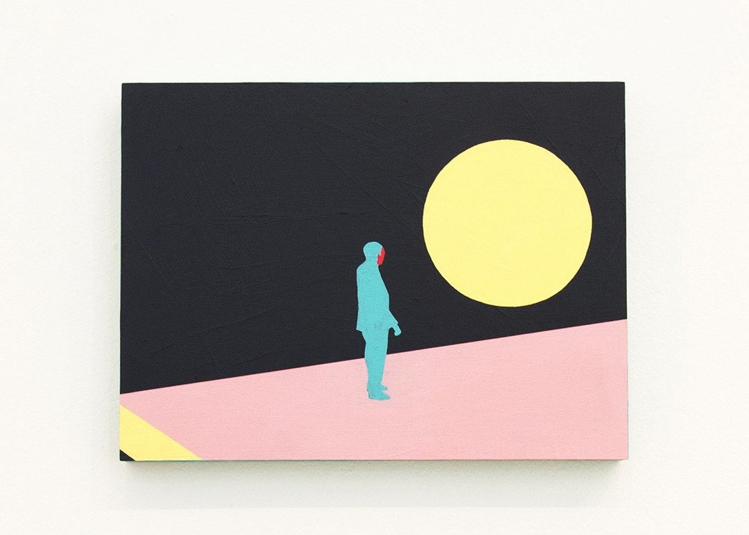 Mario Wagner colorful painting of figure and moon