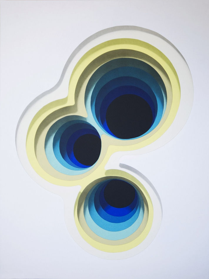 1010 abstract painting yellow and blue detail