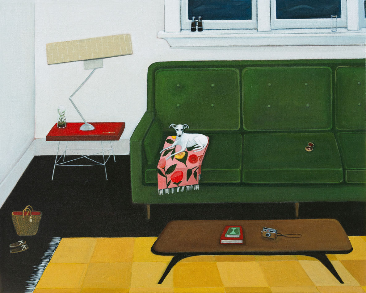 Painting by Angela Burson of.a living room