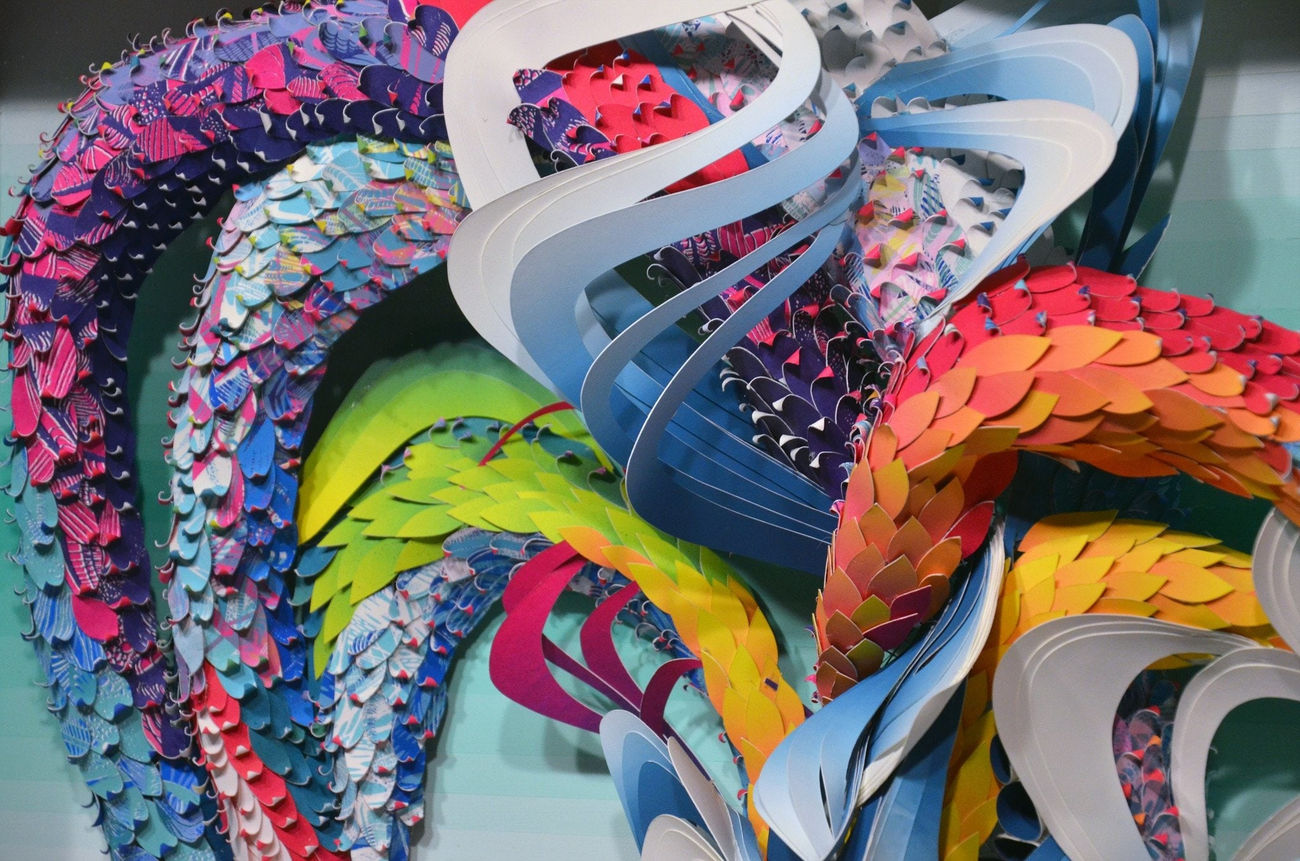 Crystal Wagner colorful abstract biomorphic paper sculpture