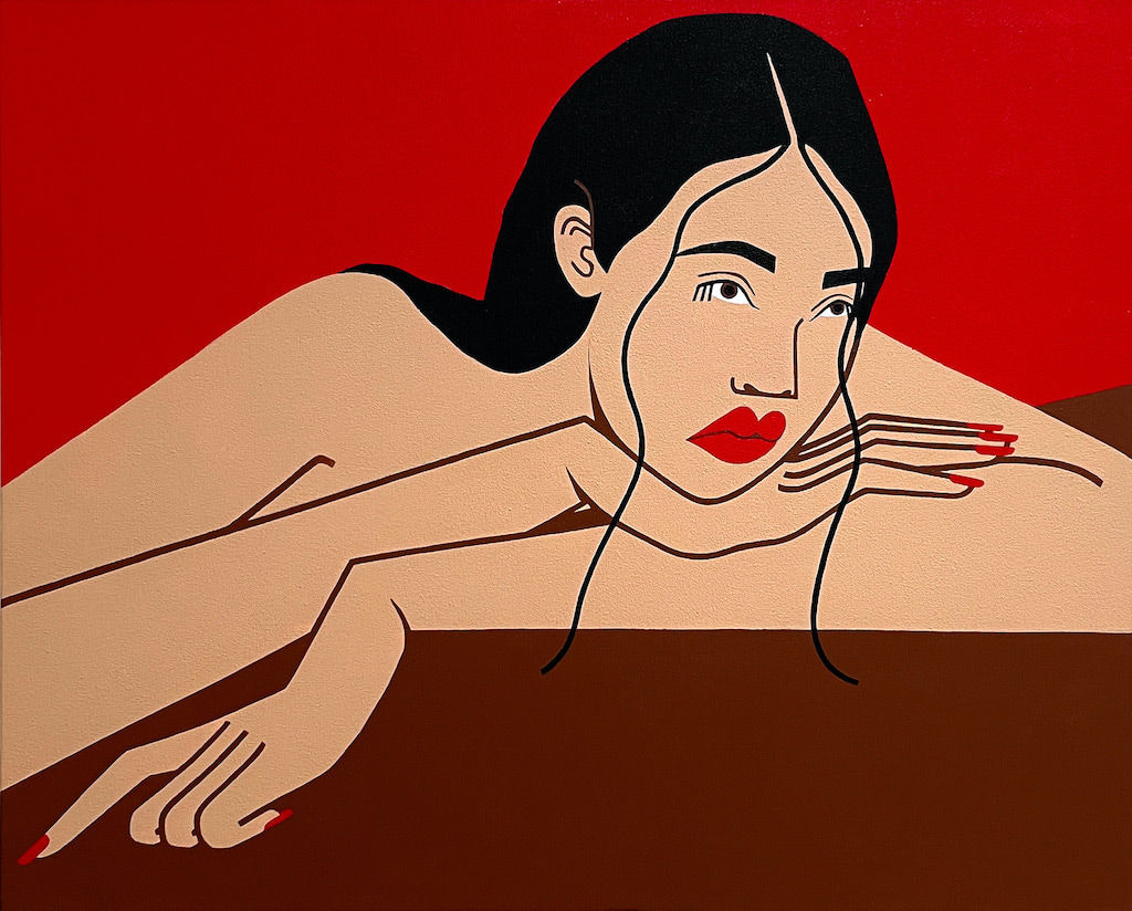 Jillian Evelyn painting of woman leaning on ledge